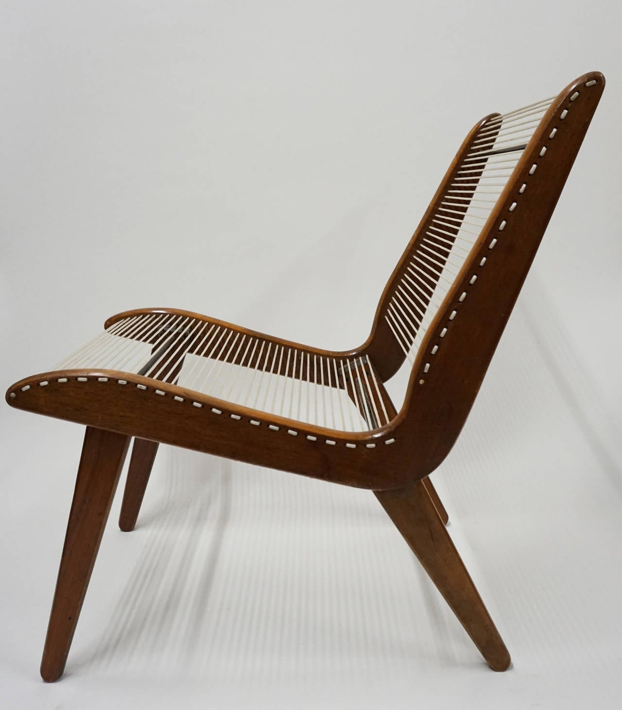 Lacquered String Wood and Iron Chair by Carl Koch