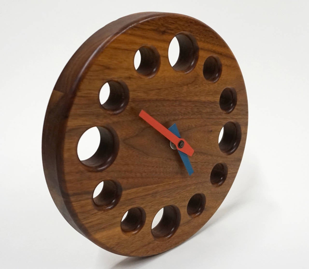 Mid-Century Modern 1960s Solid Walnut Clock For Sale
