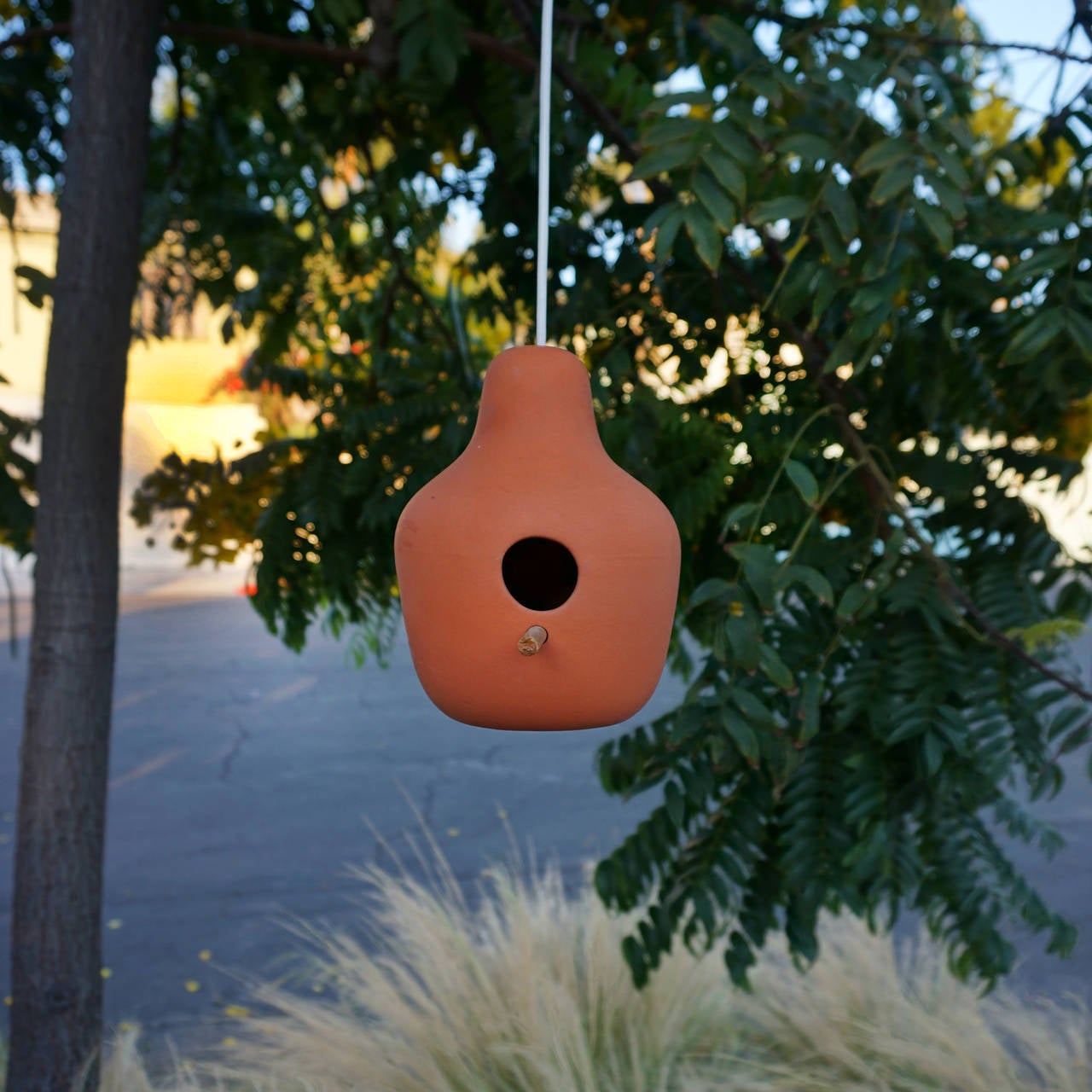 Unique 1952 prototype birdhouse in terracotta, by Malcolm Leland. This model was never put into production. A vastly different design was eventually put into design by Architectural Pottery. Acquired from Malcolm Leland.
