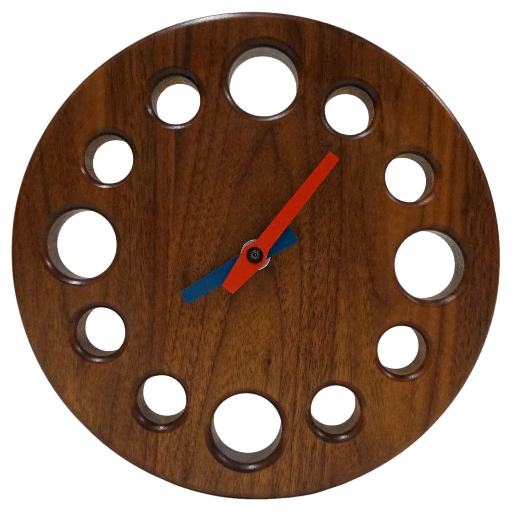 1960s Solid Walnut Clock For Sale