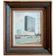 Architectural Painting of the Oscar Niemeyer and Le Corbusier UN Building Architectural Painting of the Oscar Niemeyer and Le Corbusier UN Building