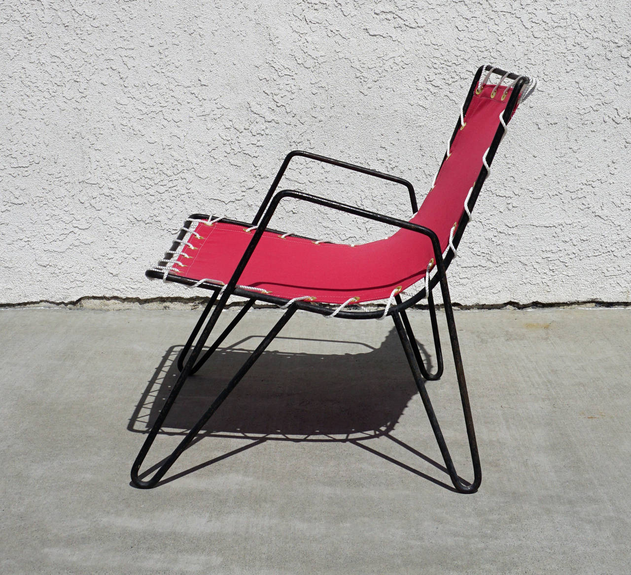 American 1950s Iron and Canvas Outdoor Sling Chairs