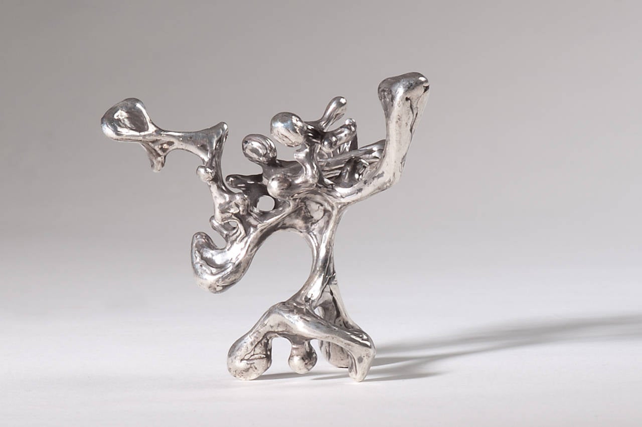 Cast Silver Sculpture by Bob Winston In Excellent Condition For Sale In San Diego, CA