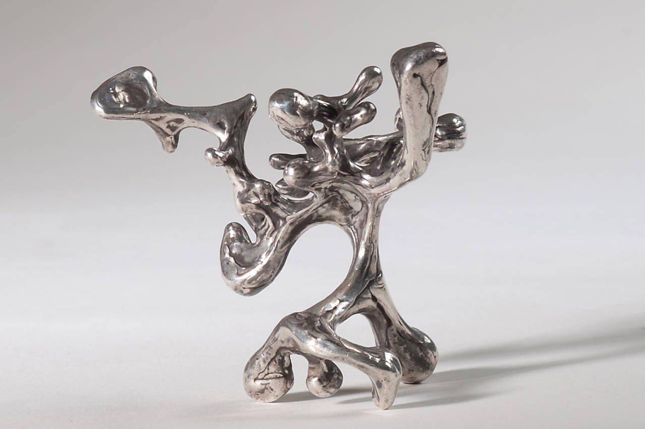 20th Century Cast Silver Sculpture by Bob Winston For Sale