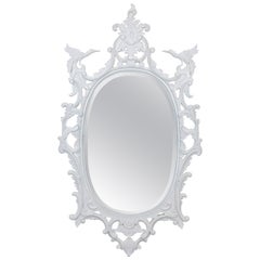 Chinese Chippendale Style Oval Painted Mirror