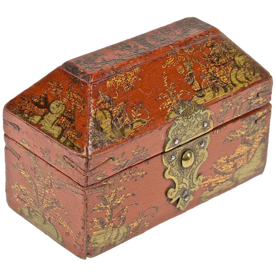 Red Lacquer, Gilt Bronze and Gold Chinoiserie French Perfume Nécessaire