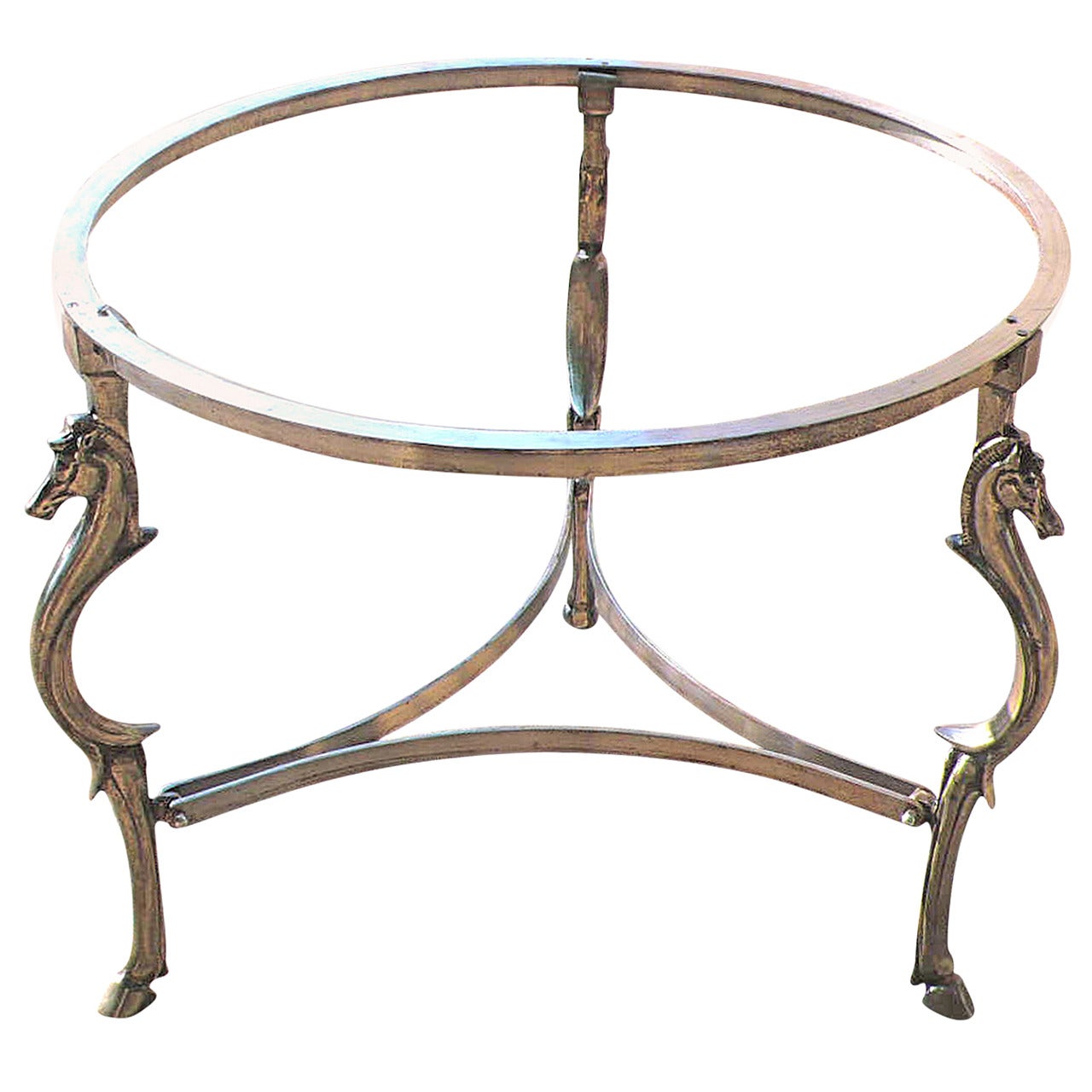 Cast Steel Center Table with Decorative Horse Heads, Attributed to Maison Jansen