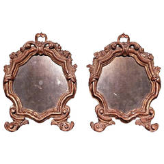 Pair of Carved and Gilded Wood Shield Shaped Mirrors 4
