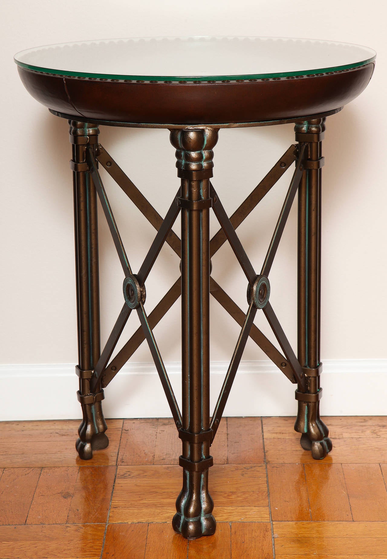 American Pair of Circular Brass Side Tables by Maitland-Smith