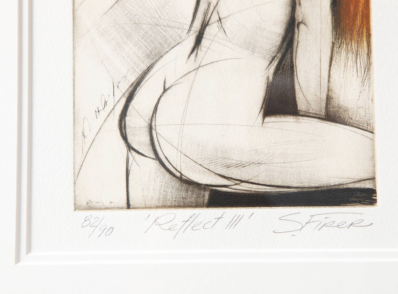 Canadian Pair of Female Nude Etchings by Sergei Firer For Sale