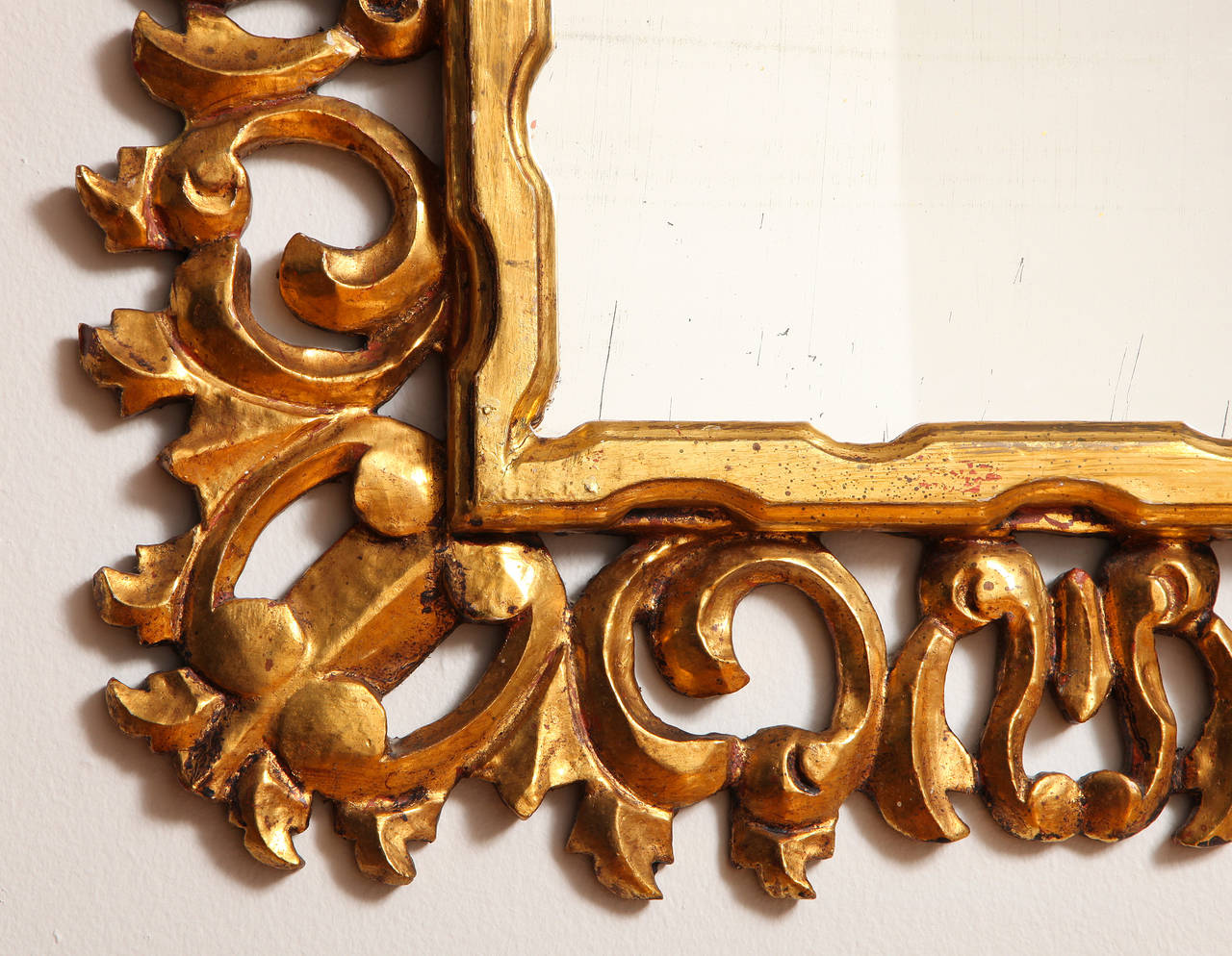 Carved and Gilded Italian Baroque Style Mirror Frame In Excellent Condition In New York, NY