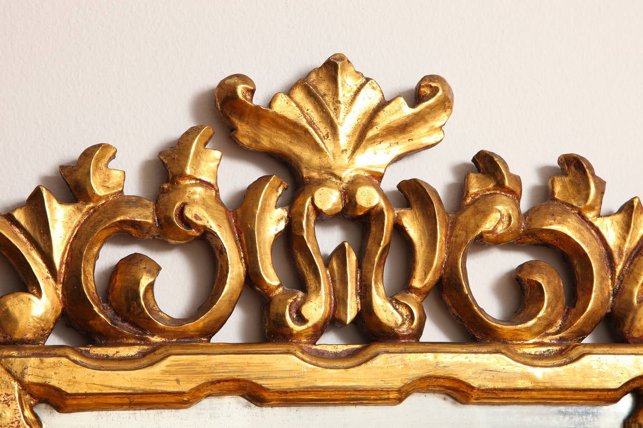 Wood Carved and Gilded Italian Baroque Style Mirror Frame