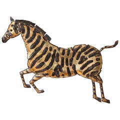 Brutalist Mid-Century Modernist Wall-Mounted Sculpture of a Zebra