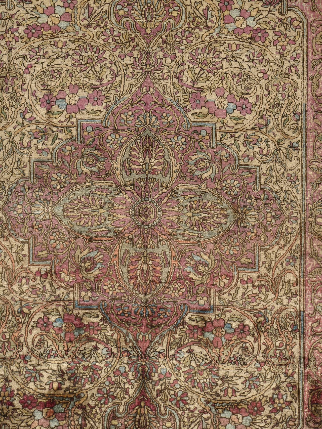 For a brief period in the later 19th century there was a small production of highly desirable silk rugs from the town of Feraghan in Arak province in northwest Persia which represented the crème de la crème of local weaving. Because they were a