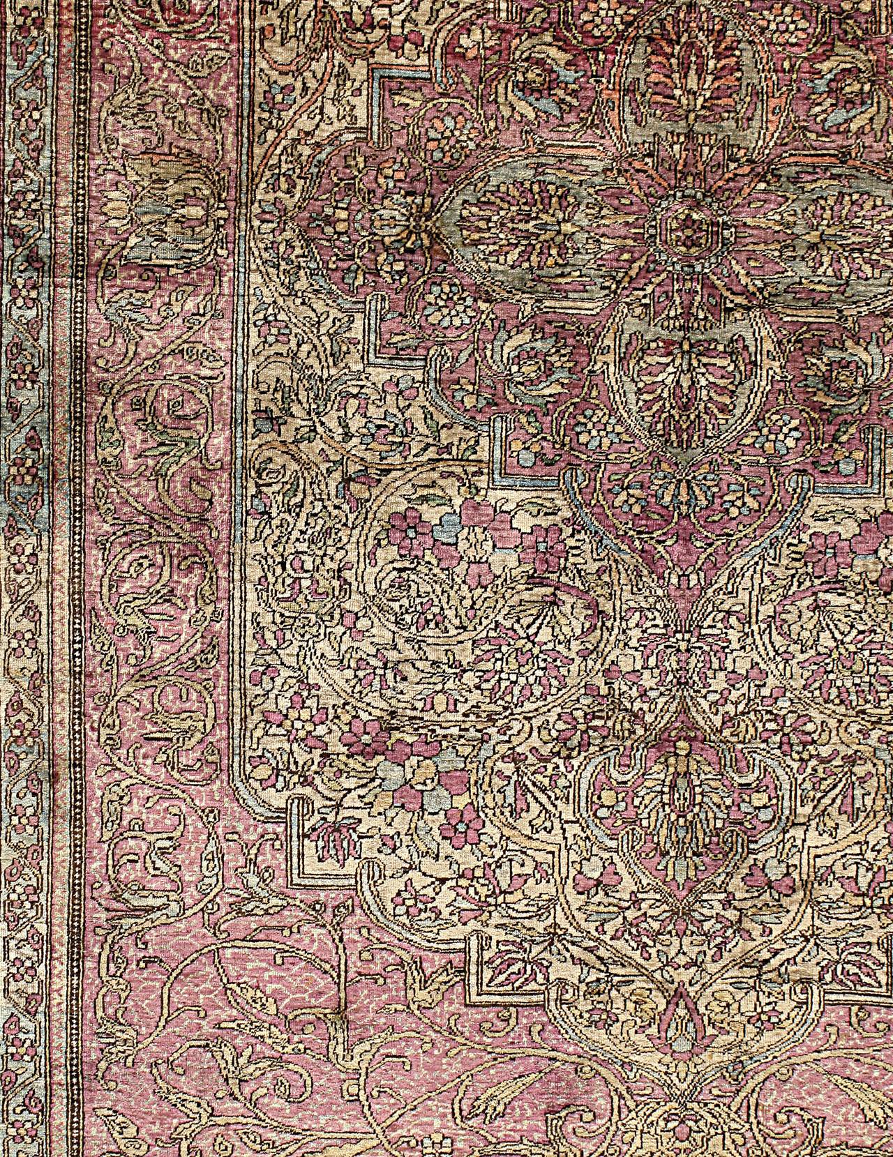 Farahan Sarouk Antique Silk Feraghan Rug, circa 1880