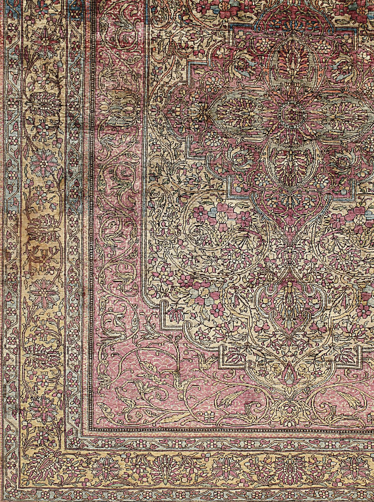 Persian Antique Silk Feraghan Rug, circa 1880