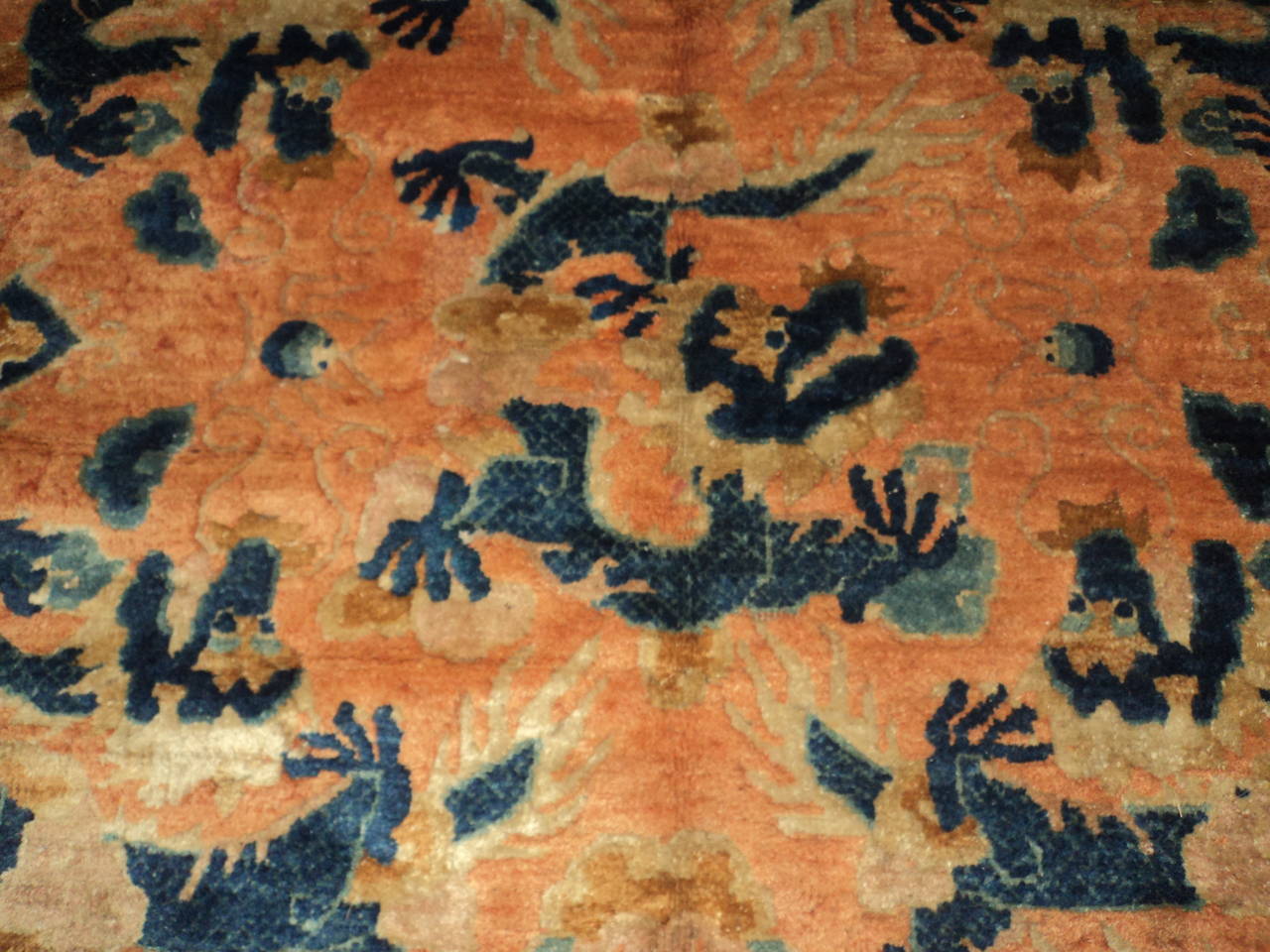 Wool Imperial Ningxia Chinese Antique Oriental Rug For Sale