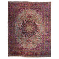 Antique Persian Laver Kerman Oriental Rug