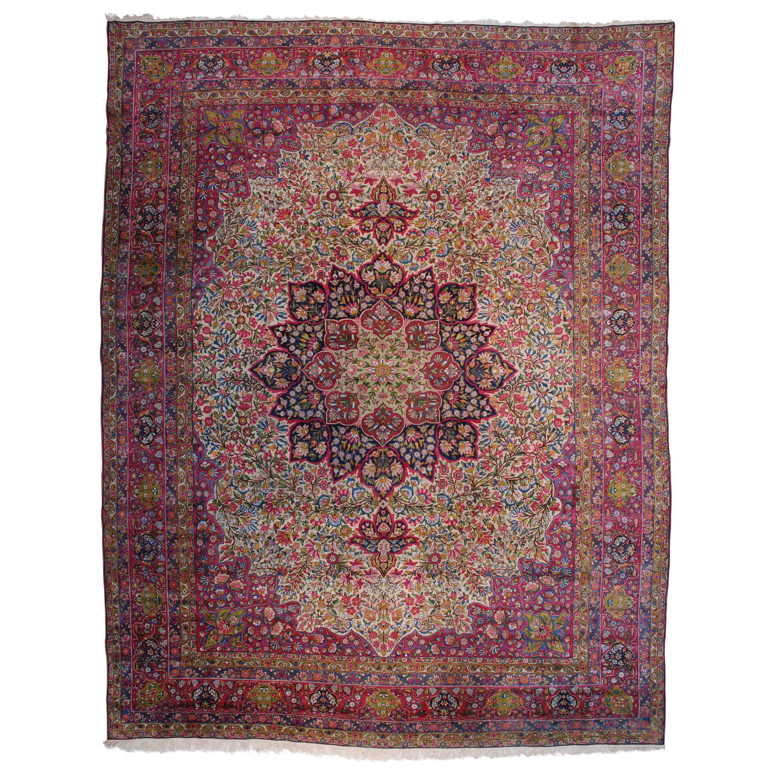 Antique Persian Laver Kerman Oriental Rug For Sale