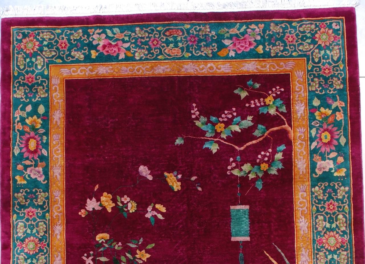 Vintage Art Deco Chinese Oriental Rug