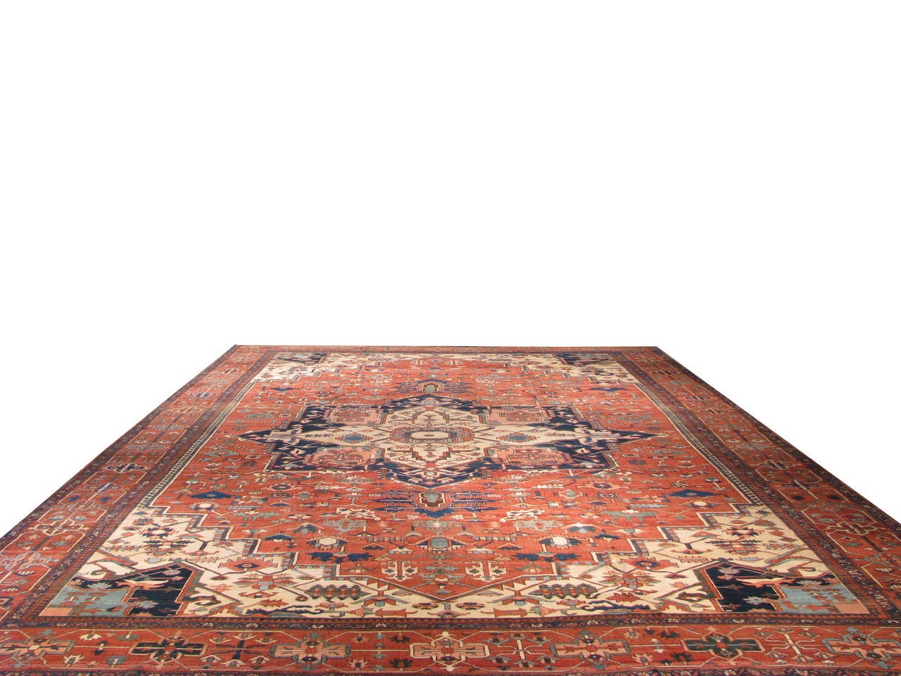 The Serapi rug is manufactured in what was known as the Sarab region of Persia, now located in Azerbaijan and North West of Iran. Original Serapi rugs were created in the villages of Serapi, Sarab, Ahar, Heriz and Ghorevan. The Serapi rug can be