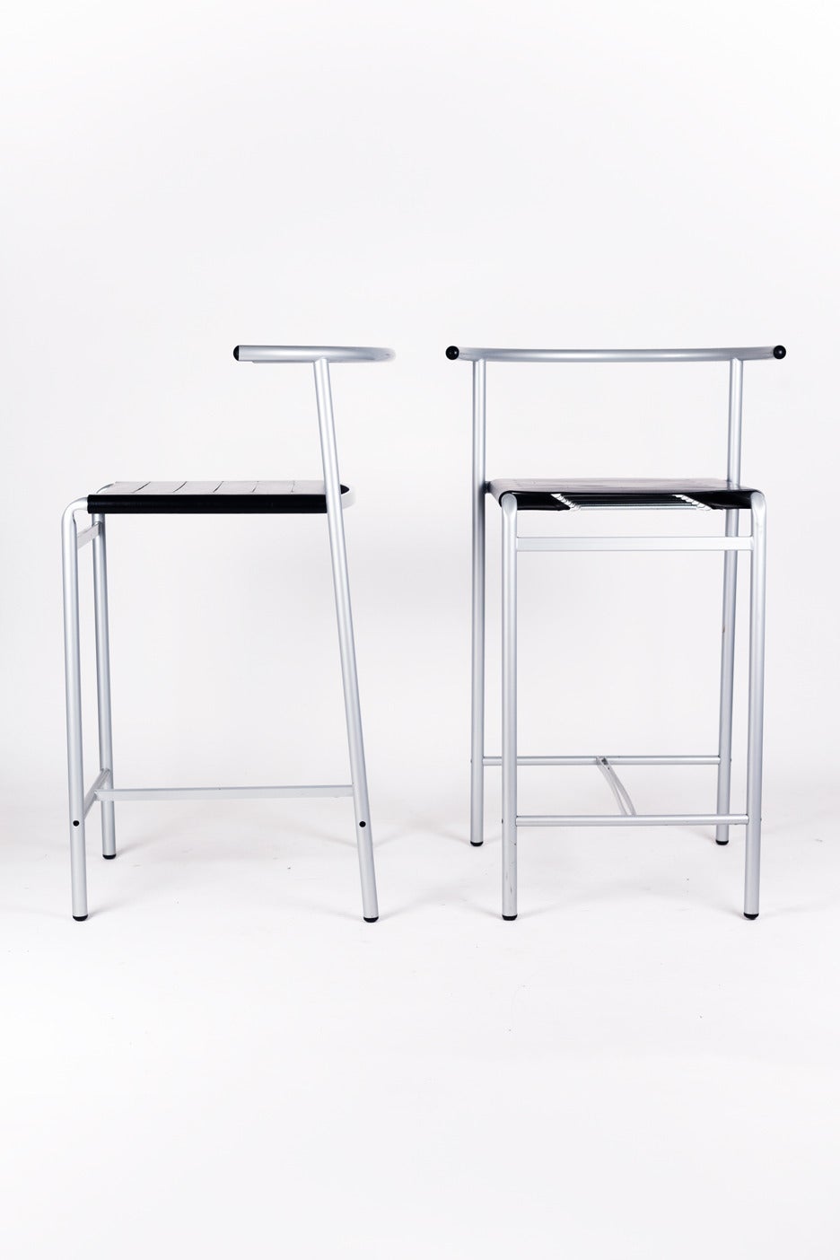 Bar Stools by Philippe Starck for Cerruti Baleri, Italian Leather Straps, 1980s In Excellent Condition In Chicago, IL