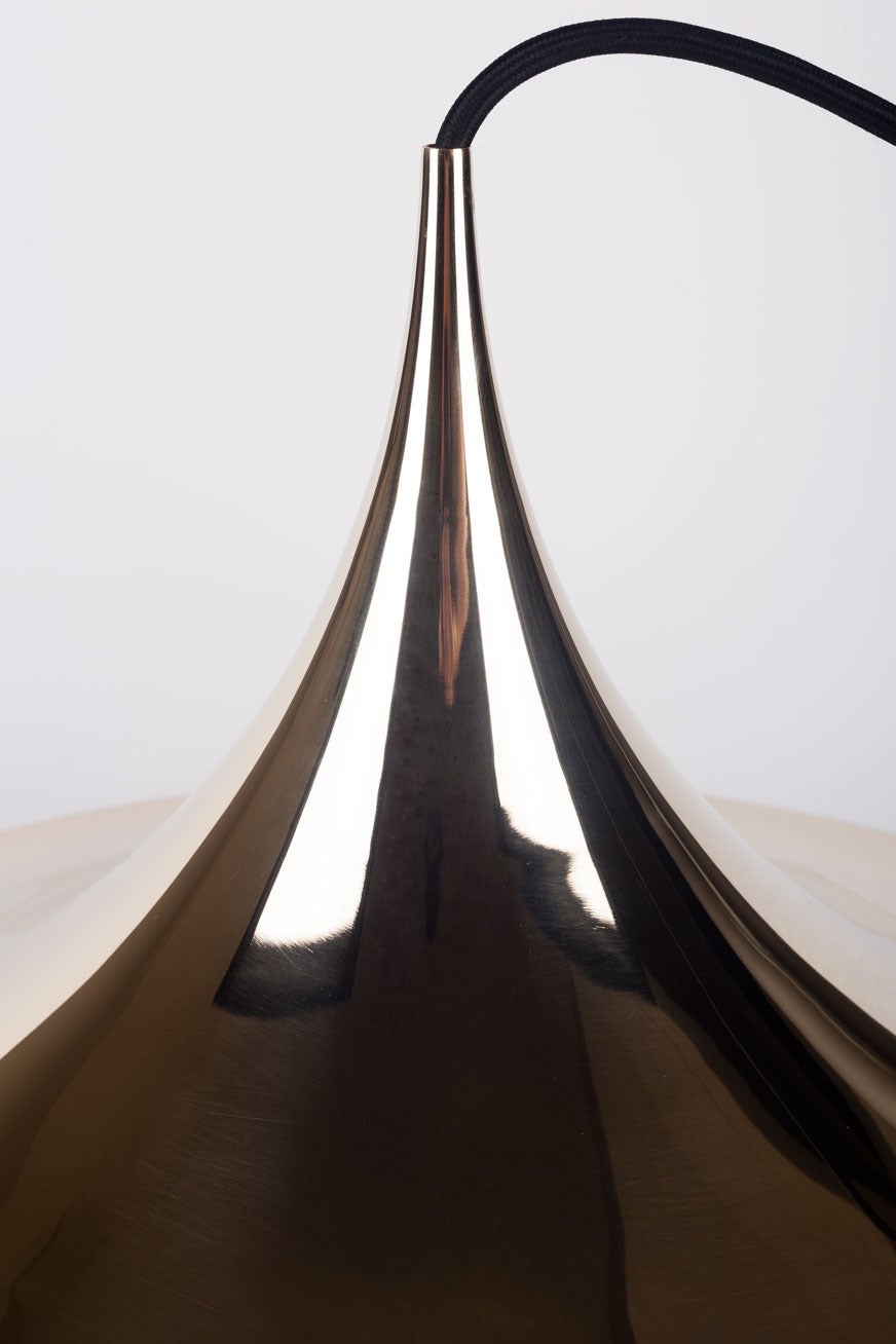 Aluminum Pendant Semi by Bonderup an Thorup for Fog and Mørup, 24 Karat Gold Plated, 1970