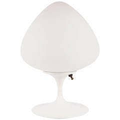 Vintage Mid-Century White Mushroom Table Lamp by Laurel, White Glass, USA, 1960