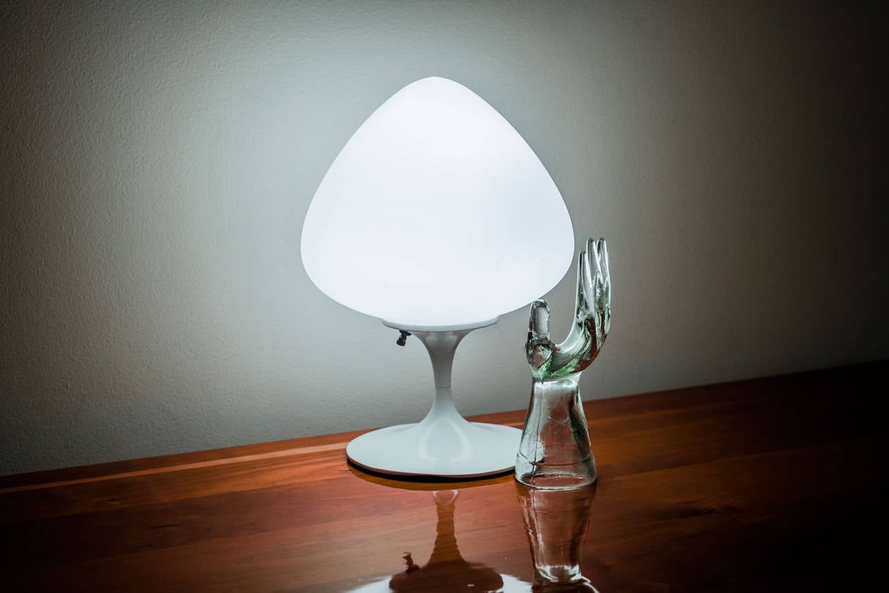 Mid-20th Century Mid-Century White Mushroom Table Lamp by Laurel, White Glass, USA, 1960