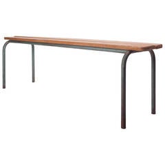 French Industrial Bench in the Manner of Jean Prouve, Wood and Metal, 1940s