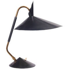 German Desk Lamp by Kaiser, Brass and Sculptural Grey Metal Shade, 1960s 8