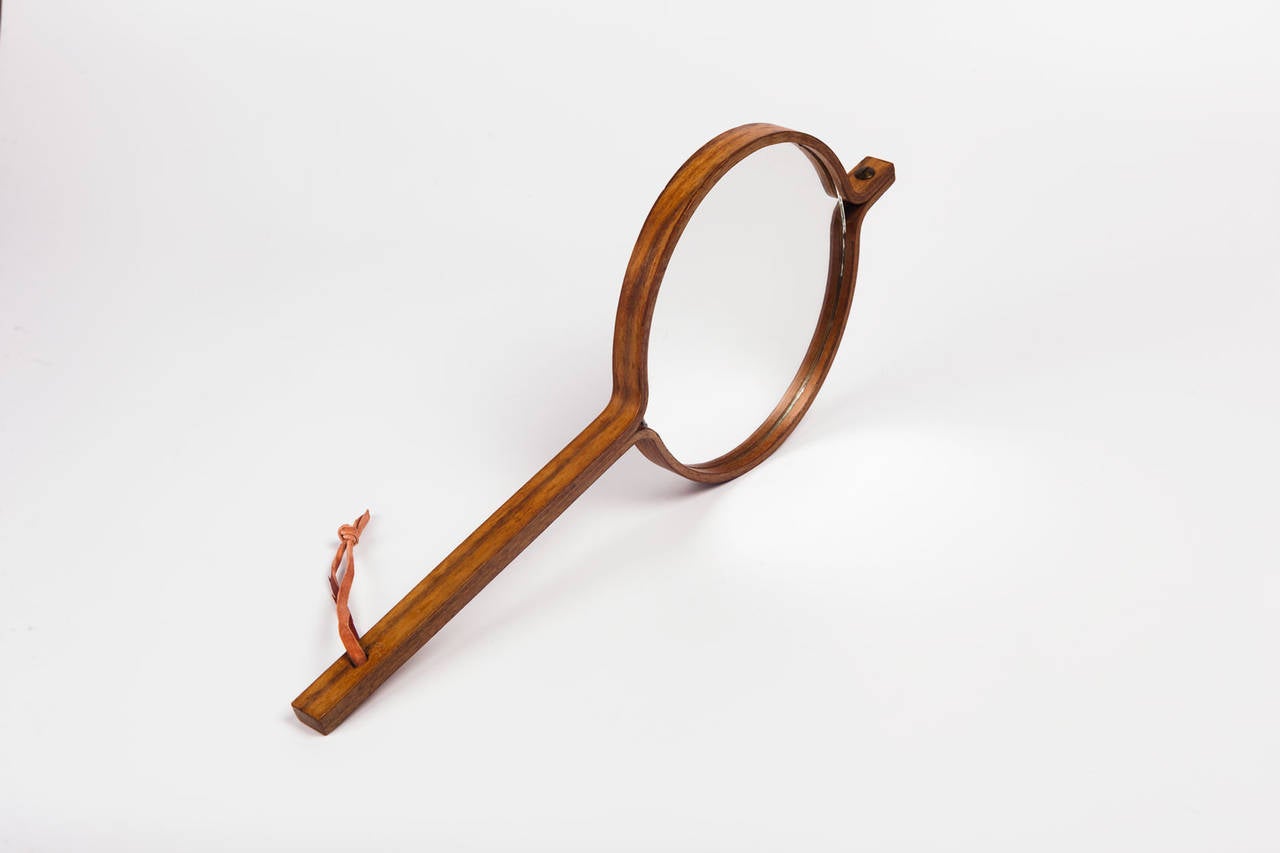 Mid-20th Century Swedish Teak Mirror by Hans-Agne Jakobsson, Teak Bentwood, 1950s