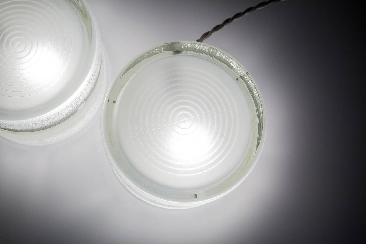 Minimalist Italian Lamps YoYo by Eugenio Gentili Tedeschi for Fontana Arte in Pressed Glass