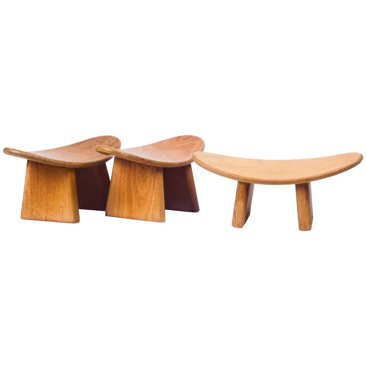 Small French Meditation Wood Stools by Alain Gaubert, Beechwood, 1980s