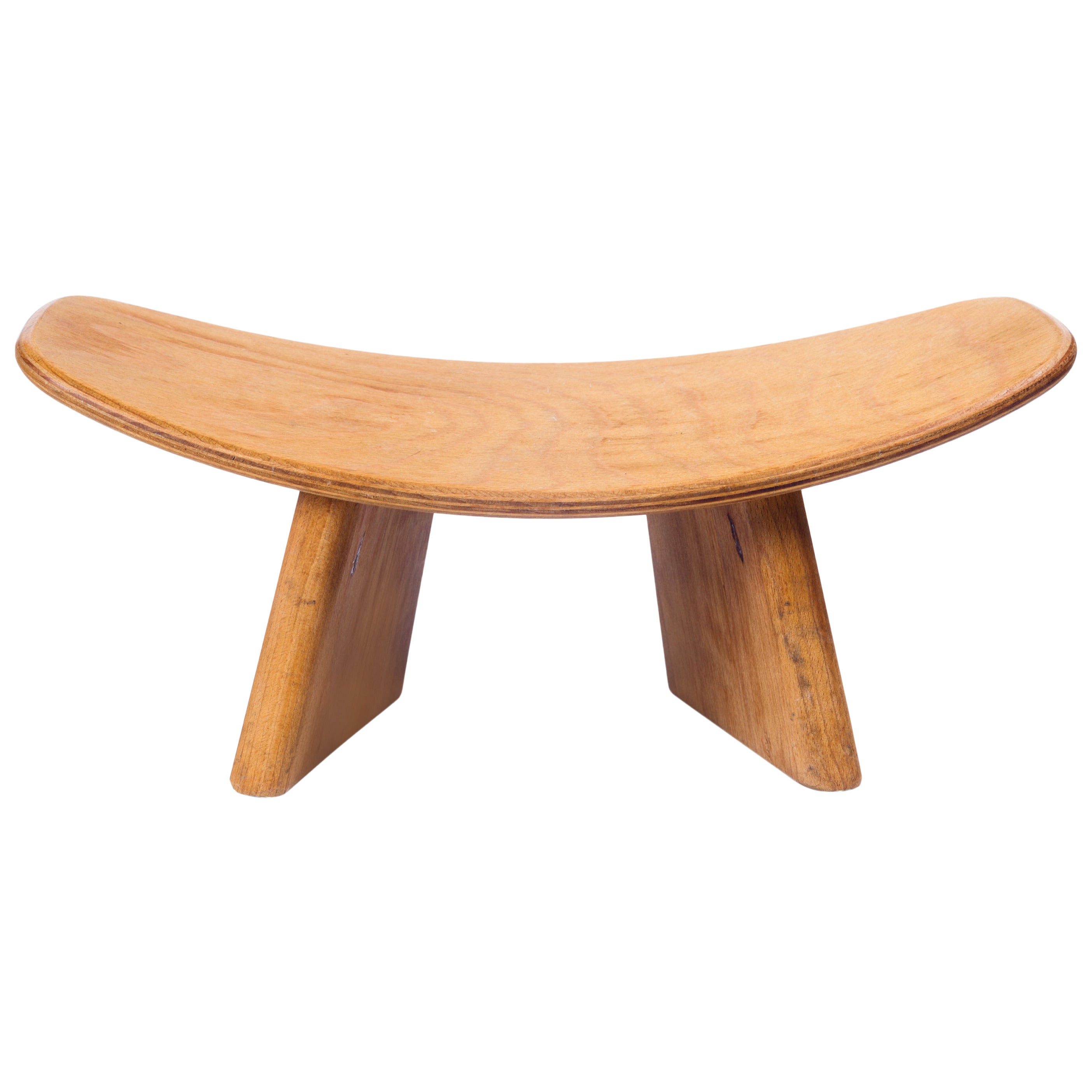 French Meditation Wood Stool by Alain Gaubert, Beech Wood, 1980s