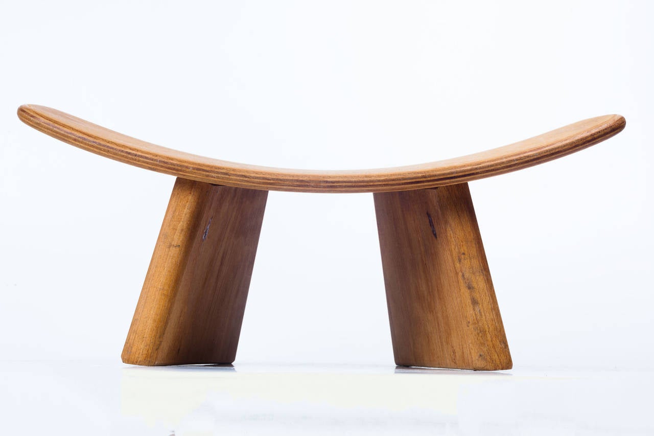 French Meditation Wood Stool by Alain Gaubert, Beech Wood, 1980s 3