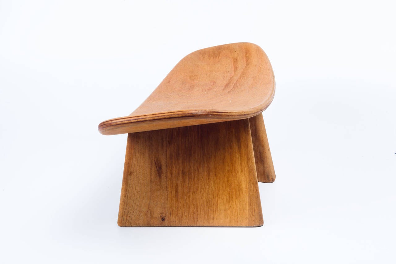 French Meditation Wood Stool by Alain Gaubert, Beech Wood, 1980s 2