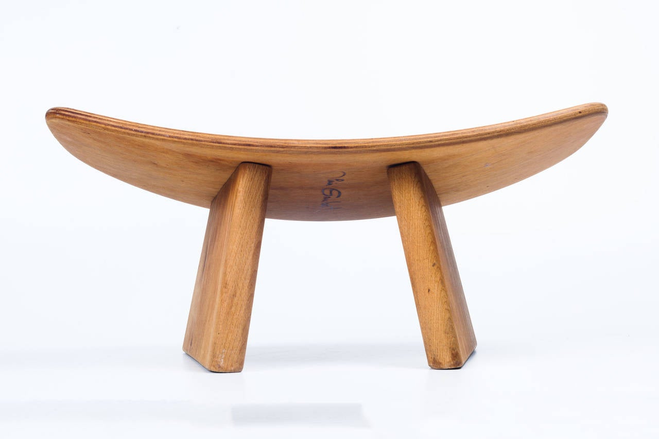 French Meditation Wood Stool by Alain Gaubert, Beech Wood, 1980s 1