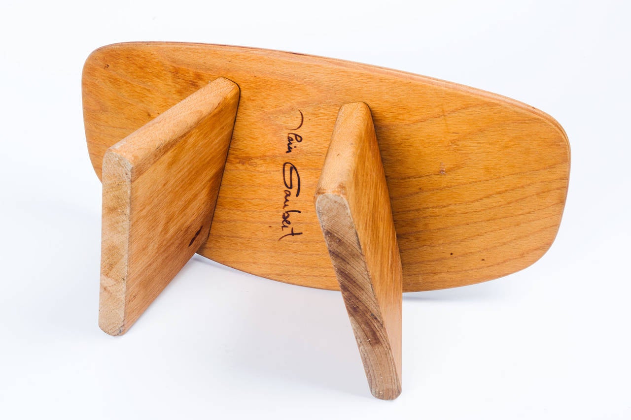 Organic Modern French Meditation Wood Stool by Alain Gaubert, Beech Wood, 1980s