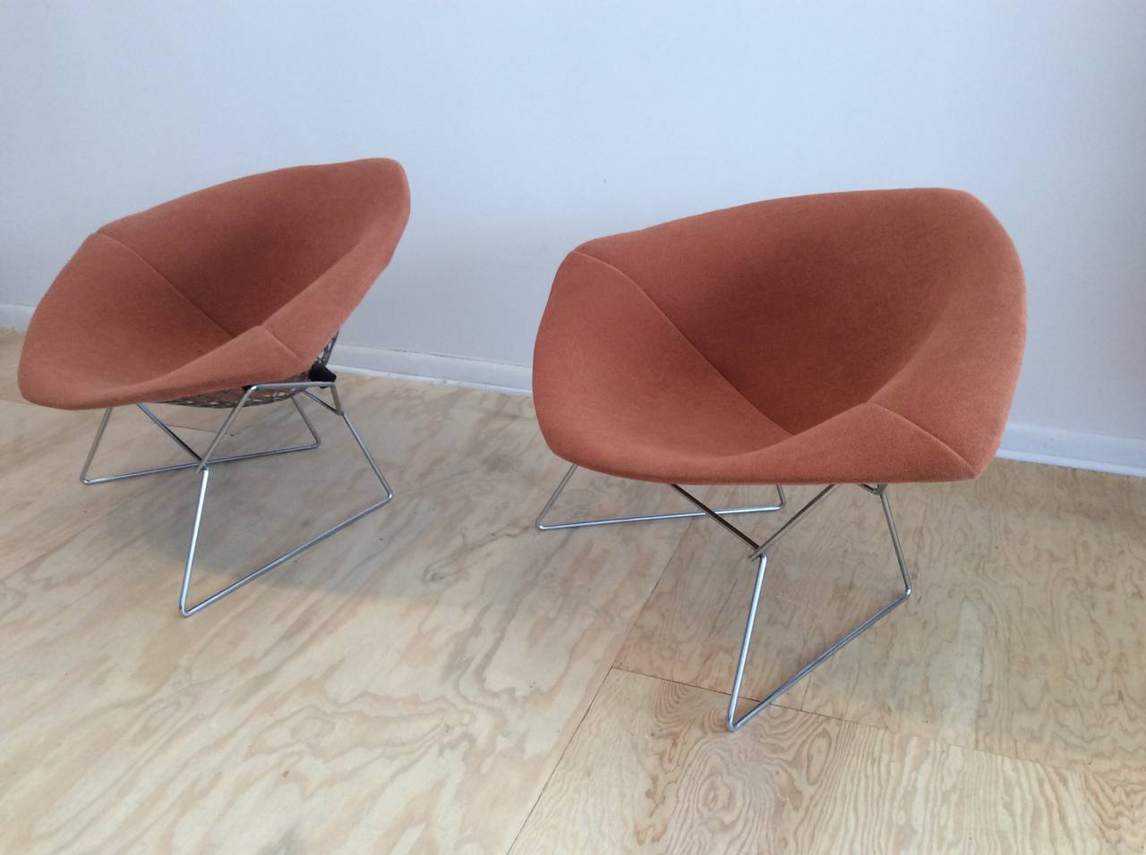 Pair of Large Harry Bertoia Diamond Chairs for Knoll