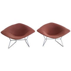 Pair of Large Harry Bertoia Diamond Chairs for Knoll