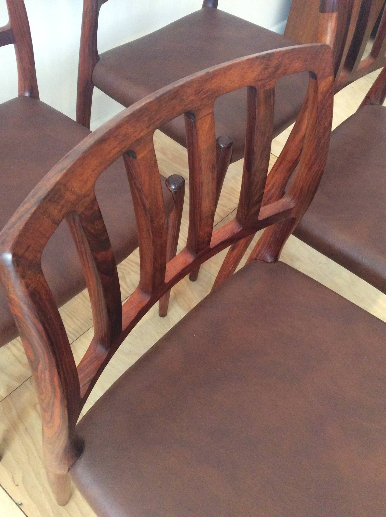 Danish Six Rosewood N.O. Møller Dining Chairs, Model 83 For Sale