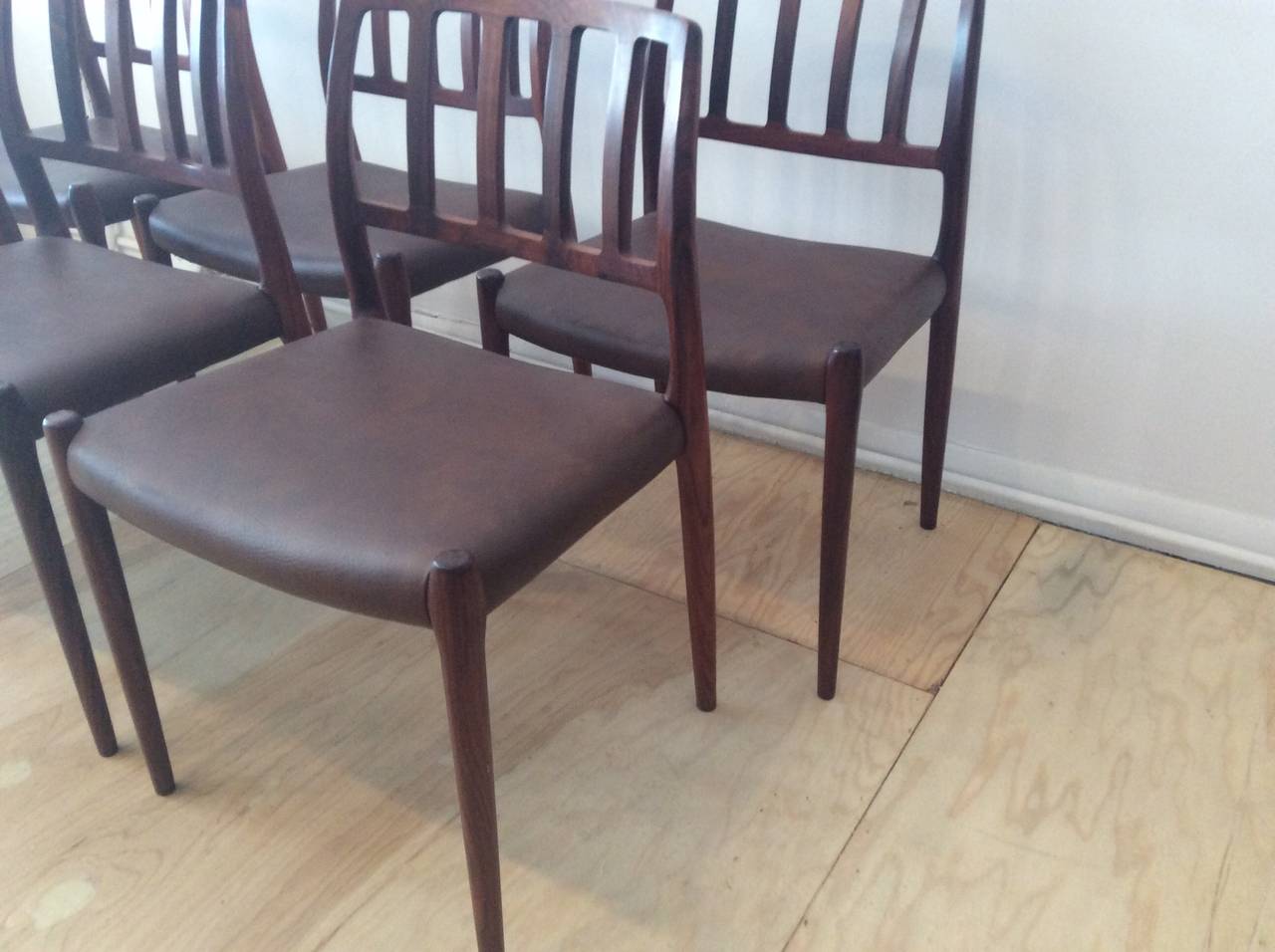 Six Rosewood N.O. Møller Dining Chairs, Model 83 In Good Condition For Sale In Salt Lake City, UT