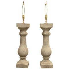 Pair of 20th Century Stone Balustrade Table Lamps 12