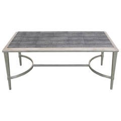 Hollywood Regency Faux Shagreen Leather and Silver Leaf Coffee Table 9