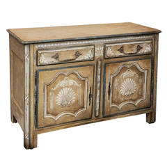 Antique Painted French Louis XVI 18th Century Cupboard Buffet with Shell Motif