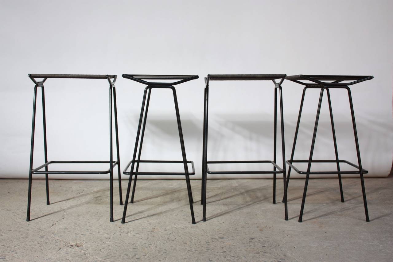 Set of Four Allan Gould Iron and Rope Stools 2