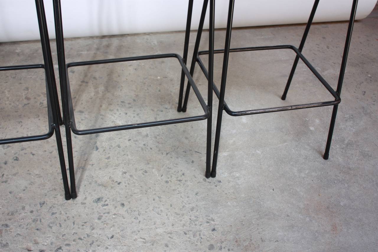 Mid-Century Modern Set of Four Allan Gould Iron and Rope Stools