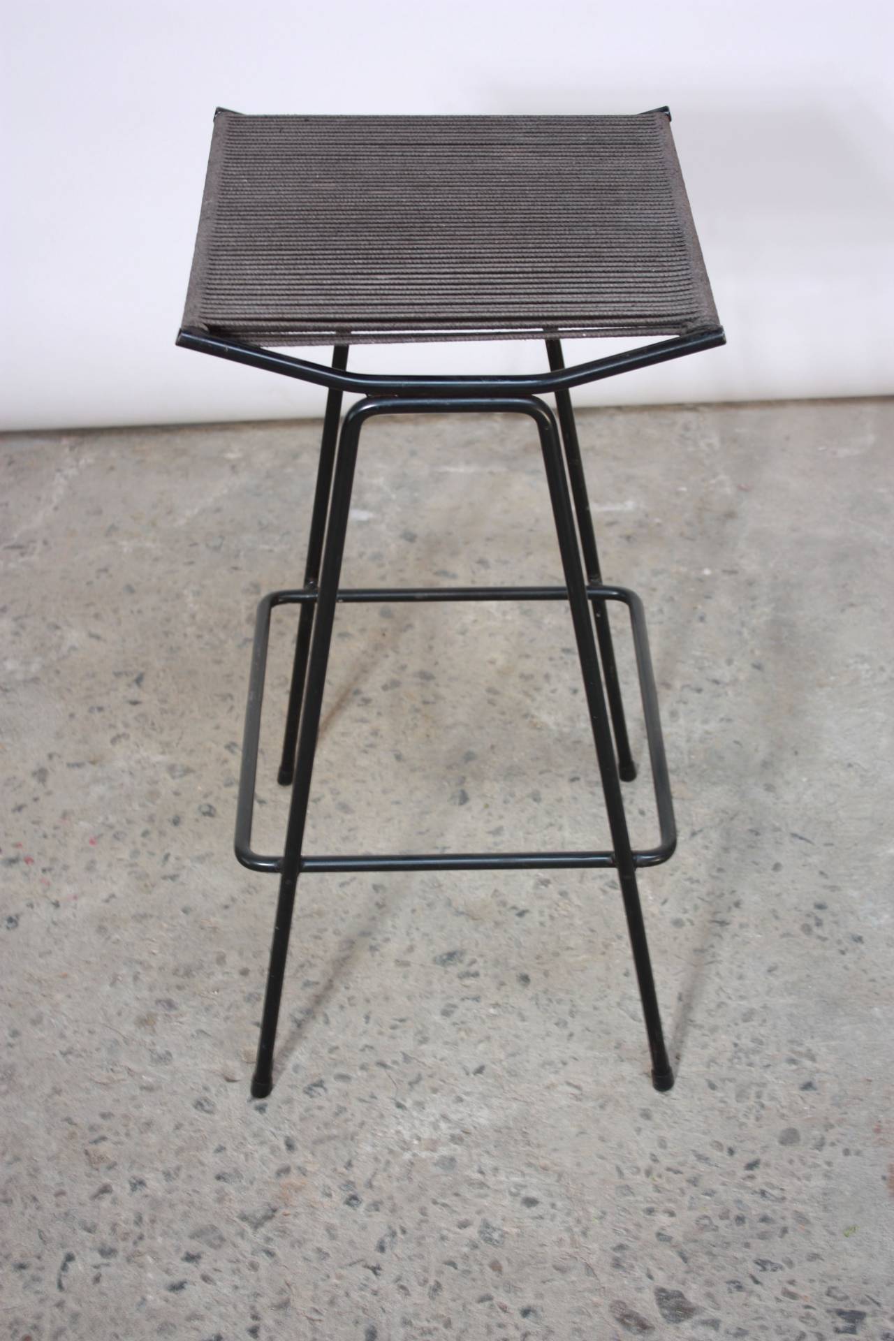 Set of Four Allan Gould Iron and Rope Stools In Good Condition In Brooklyn, NY