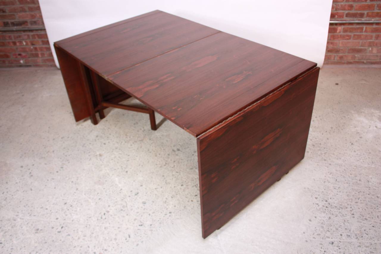 Brass Bruno Mathsson Rosewood 'Maria' Expandable Table